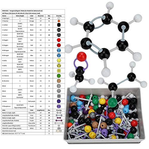 267 pezzi set di modelli molecolari kit modello di chimica modelli di molecole organiche per insegnanti studenti scienziato classe di chimica