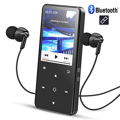AGPTEK 2,4 Pollici Lettore Mp3 Bluetooth 16 GB, C2SB Mp3 Player di Metallo Schermo a Colori con Radio FM y Slot per Schede SD, Colore Nero