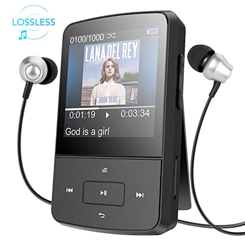 AGPTEK G05- Mini Clip Lettore MP3 8 GB Schermo TFT 1,5 Pollici con Radio FM, Blu