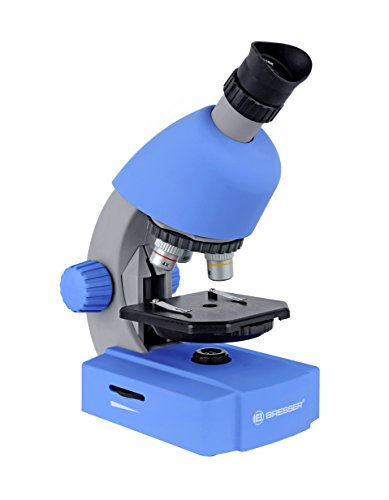 Bresser 8851300W x H000 Junior Microscopio Entry-Level 40-640 x con Illuminazione a LED a Luce Trasmessa e con 3 Lenti, Blu