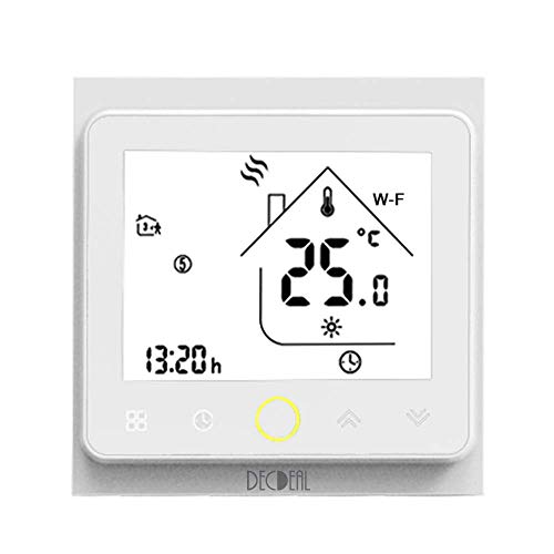 Decdeal Termostato WiFi per Caldaia a Gas/Acqua - Thermostat Intellight Programmabile, Supporto App/Controllo Vocale, Compatibile con Alexa/Google Home, 5A, GC