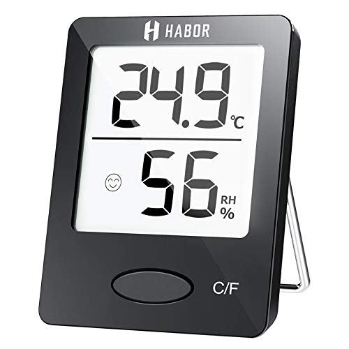 Habor Igrometro Termometro Digitale Termoigrometro LCD con l'Icona di comforto Termometro Ambiente Interno Rilevatore di umidità per Ambienti Misura Temperatura & umidità per Serra, Stanza, Casa