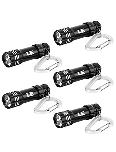 LE Mini Torce Portachiave LED, 5,3 cm, Batterie Incluse Tascabile da Borsetta Attaccare a Zaino per Chiavi Macchina Buio, 5 Pezzi