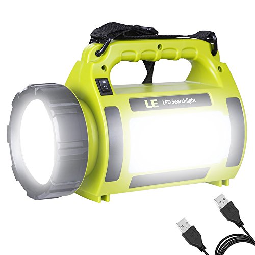LE Torcia-Lanterna LED 2 in 1, Lampada da Campeggio 10W 1000lumen Ricaricabile Portatile Luci Frontali e Laterali 5 Modalità Totali