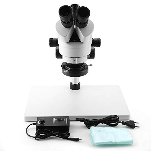 Microscopio Zoom Trinoculare Stereo 3,5X-90X Oculari WF10X / 20mm 100-240V Con Anello LED, Distanza di Lavoro 30-165 mm, Angolo di Inclinazione Binoculare 45 °(EU Plug)