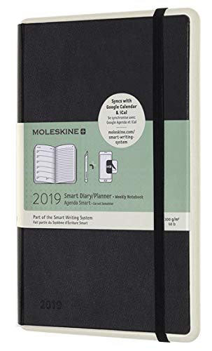 Moleskine 2019 Agenda Settimanale Smart Paper Tablet 12 Mesi, con Spazio per Note, Large, Nero