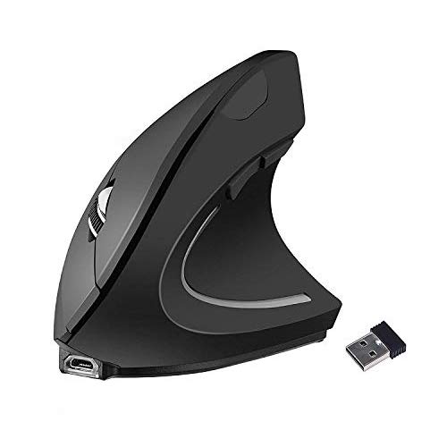 Mouse verticale ergonomico Mouse verticale wireless USB, Mouse ottico ottico ricaricabile 2.4G Mouse ottico ad alta precisione Adjustable800/1200/1600 DPI, 5 pulsanti per PC/laptop/ Mac