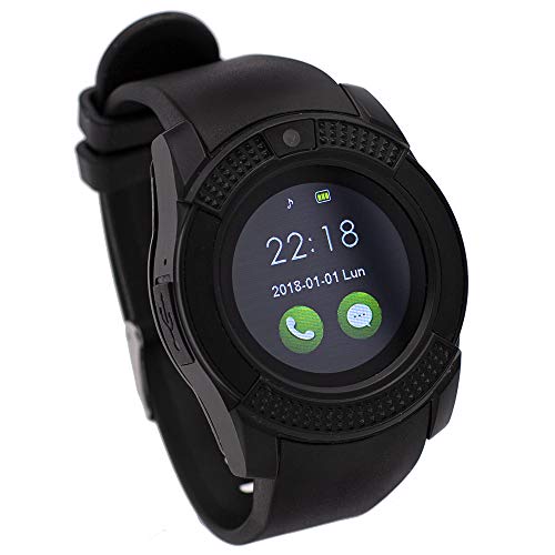 Orologio connesso compatibile con myPhone FUN 8, CEKA TECH® Bluetooth Smart Watch, con fotocamera, touch screen curvo, supporto per scheda SIM/TF, contapassi, sleep