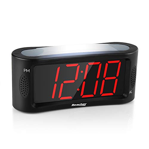 USB/Batteria Alimentazione 12/24H,℃/℉ Sveglia Digitale da comodino Dual Allarmi Verde Piccola Sveglie Digitali Viaggio LED Bedside Alarm Clock con la Funzione di Countdown Timer Cucina Magnetico 