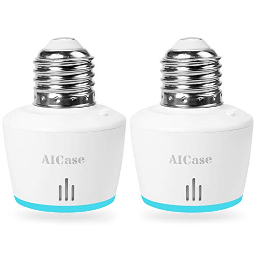 Smart WiFi E27 Light socket, Aicase Intelligent WLAN [2 pezzi] Home Remote Control Light Lamp Bulb Holder Works with ALEXA e Google Home-white (Smart WiFi E27 Light socket)