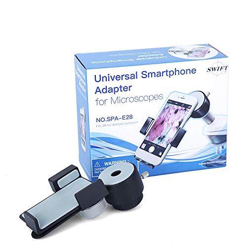SWIFT Microscopio Accessori SPA-E28, supporto universale per smartphone celular teléfono, compatibile con microscopi trinoculari binoculari e telescopio, diametro 28 mm
