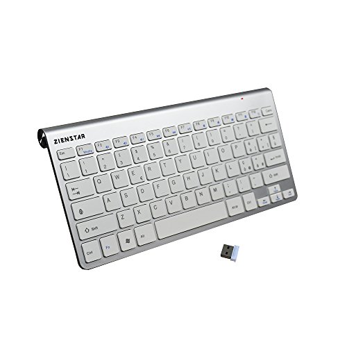 Zienstar 2.4Ghz Tastiera Senza fili con Ricevitore USB per Windows/IOS/Linux e Android Smart TV -Italiano Layout (argento bianco)