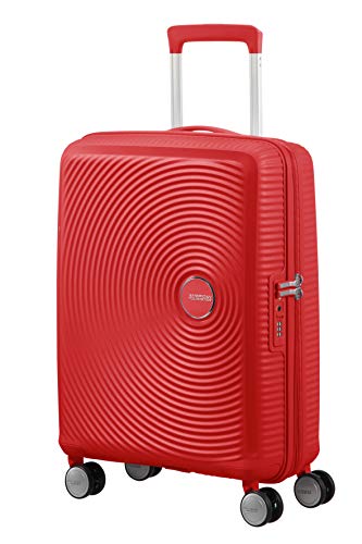 AMERICAN TOURISTER Soundbox - Spinner S Espandibile Bagaglio a Mano, Spinner S (55 cm - 41 L), Rosso (Coral Red)