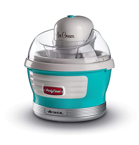 Ariete 643 Ice Cream Maker Party Time, Macchina per fare il gelato, 12W, Capacità 1,5 L, Cestello estraibile con doppio isolamento, Tempo preparazione 30 minuti, Coperchio per aggiunta ingredienti,