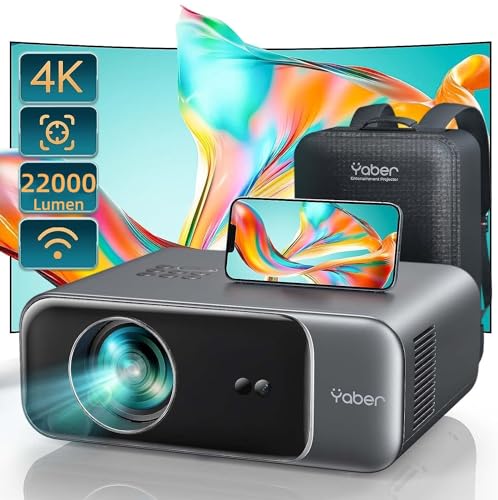 【Auto Focus/Keystone】Proiettore 4K Supporta, 22000 LM Proiettore WiFi 6 Bluetooth 5.2, YABER V9 Proiettore Portatile 1080P Nativo Full HD, Videoproiettore 4k Home Cinema per Smartphone/TV Stick/PS5