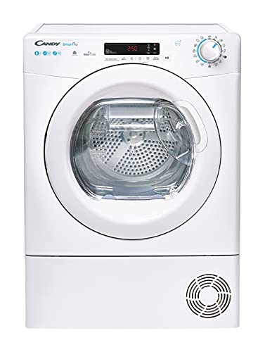 Candy Smart Pro CSOE H8A2DE-S Asciugatrice a Pompa di Calore, 8 kg, Carica Frontale, Programma Stiro Facile, Connettività NFC, Libera Installazione, 59,6x58,5x85 cm, Bianco, Classe A ++